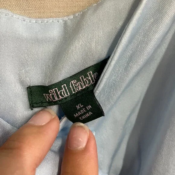 Wild Fable Women XL Light Blue Rosette Mini Babydoll Ruffle Sleeveless Dress - Picture 4 of 13